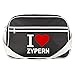 Produktbild Multifanshop® Retrotasche breit - I Love Zypern - schwarz - Schultertasche Umhängetasche Tasche