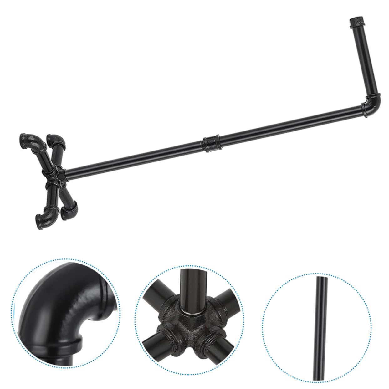 Portarotolo da Terra in Ferro Nero, Design Verticale Stile Vintage Industriale, per Bagno, Ampio Spazio di Appoggio e Facile Accesso alla Carta Igienica
