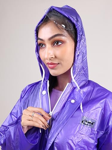 Image of Rupa Rainsuit Women Waterproof PVC Raincoat with Hood & Carry Bag | Lightweight Rainwear for Women with Front Zip | Solid Color | Standard Length | Pack of 1