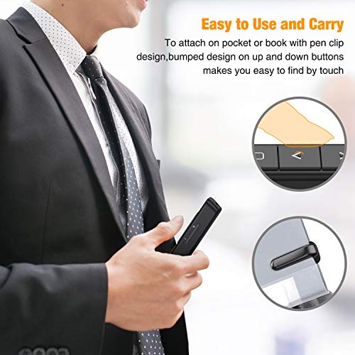 DinoFire Wireless PowerPoint Presentation Clicker Remote, 2 in 1 Type C and USB A RF 2.4GHz PPT Presentation Presenter Laptop Clicker Pointer Slide Advancer with Hyperlink Volume Control - Thumbnail 2