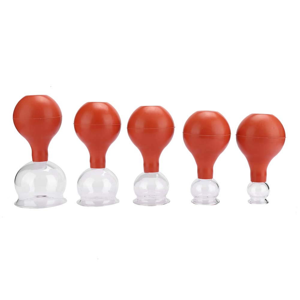 5-teiliges Set Vakuum-Schröpfbecher Set, Glas-Schröpfbecher Schröpfen Manuelle Rückenmassagegeräte für die tägliche gesunde Pflege, Körpertherapie Glasschröpfen für Rückenmassagegeräte Massage-Schrö