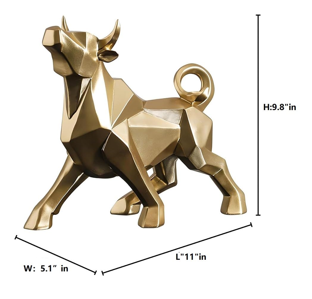 Abstrakte Bullen-Skulptur, geometrische Harz-Statuen, moderne und einfache Heimdekoration, Sammelfiguren (Goldbull)