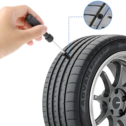 Image of Yolev 50 Pcs Tire Repair Kit Tire Plugs Tire Puncture Spikes Tire Repair Rubber Nail Tire Repair Nail Tire Repair Rubber Screws Vacuum Self-Service for Car Motorcycle ATV Tire Puncture Repair