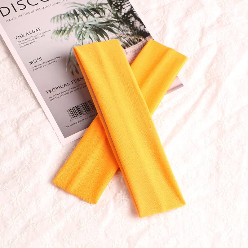 Image of Sport Yoga Headbands,Pack of 14,Fashion Soft Elastic Polyester Sweatband Yoga Stretchy Headband for Women Man Girl (Light Orange)