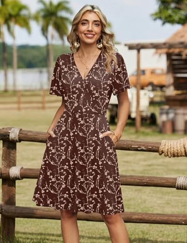 Image of Zeagoo Womens Summer Dresses Wrap V Neck Dress Floral A-Line Ruffle Sleeve Casual Sundress with Pockets 2026