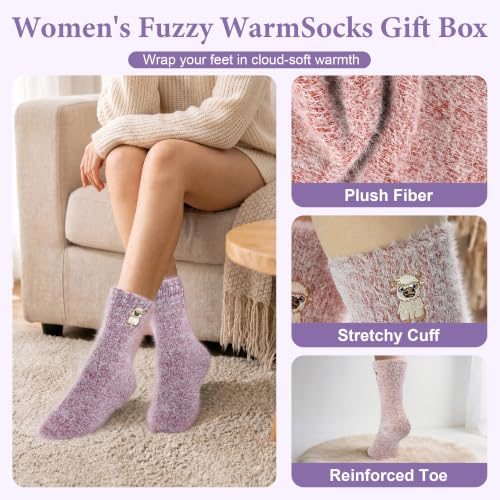 Image of SISOSOCK Cozy Womens Fuzzy Socks,Soft Push Wool Socks,Warm Gifts for Women