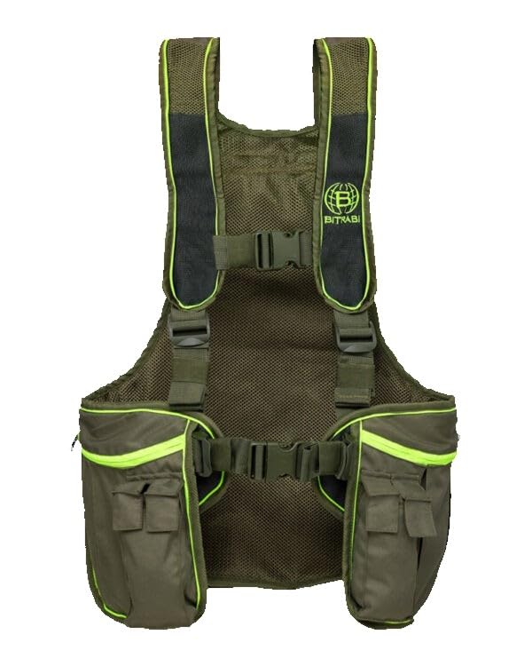 Zaino trisacca Gilet da Caccia Trio PRO, Fuzione Gilet, Zaino e Trisacca, Tasche Capienti e Multifunzionali, Verde e Giallo Fluo