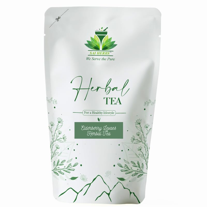 SAI HERBS Elderberry Leaves Raw Tea - Good for Immunity - For a Healthy Lifestyle - Luxury Herbal Tea - Pure & Natural (50 Grams)