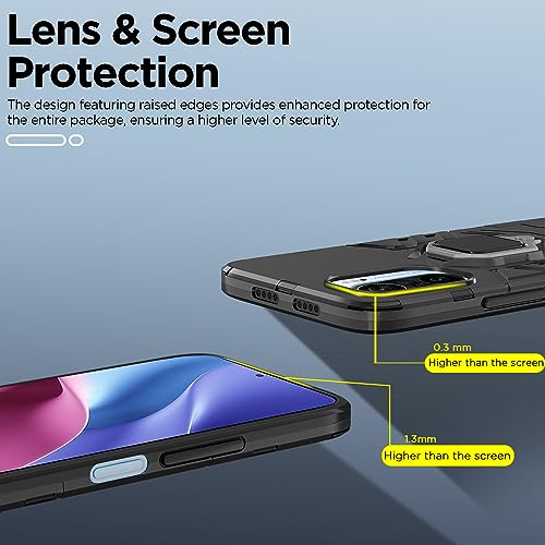 Image of Pikkme Redmi k40 / K40 Pro Back Cover | D5 Tough Armor Bumper | 360 Protection Case | Ring Holder Stand Case for Redmi k40 / K40 Pro (Black)