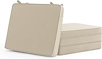 SUMMSUN Outdoor Chair Cushions Set of 4, Waterproof Fade-Resistant Patio Seat Pads 18.5x16x2 Inch with Ties & Zipper, Beige Replacement