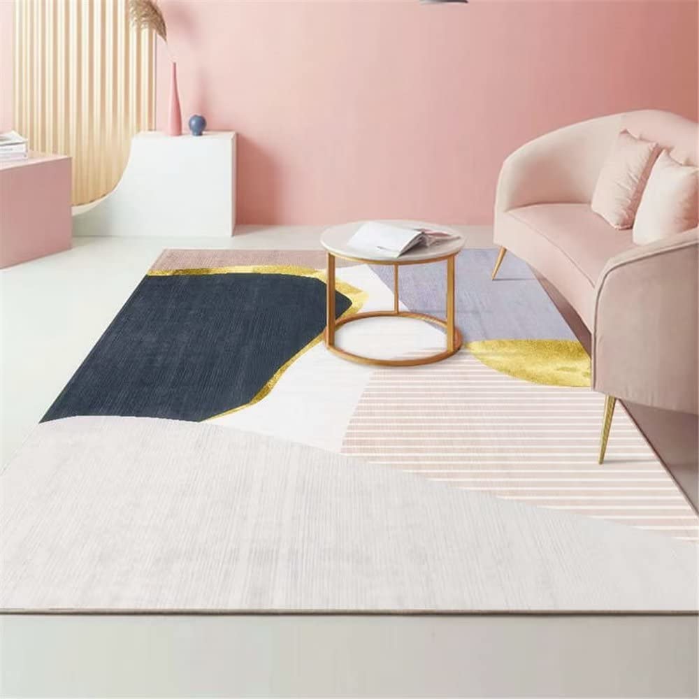 Tapis salon gris géométrique abstrait 80x160 revêtement sol chambre enfant