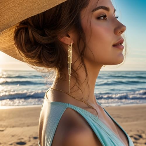 Long Tassel Dangle Drop Chain Earrings, Silver Fringe Earrings for Prom3