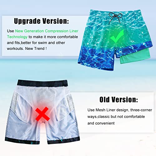 Image of Cozople Mens Swim Trunks 5.5 inch Compression Liner Swim Shorts Boxer Brief Lined Quick Dry Bathing Suit Swimwear