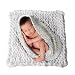 Play Tailor 19.7"x19.7" Chunky Knit Blanket for Newborn Photography Props Baby Photo Backdrop Rugs Newborn Basket Filler (White)