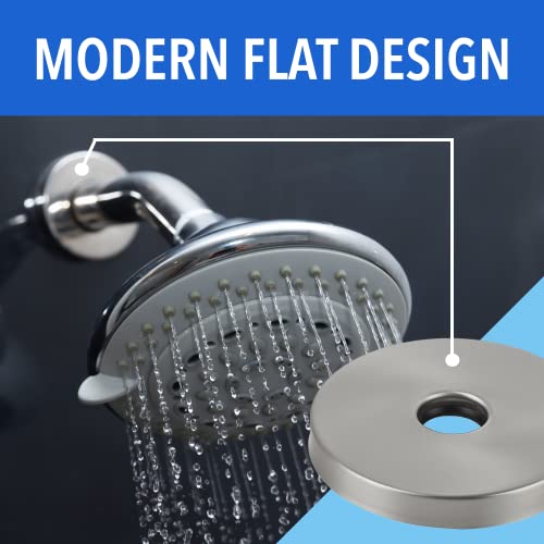 [2 Pack] Stainless Steel Showerhead Escutcheon Plate Set - Extra Large 3.5" Shower Arm Flange To Cover Up Miss Cuts - Shower Remodeling Plate For A Timelesstouch - Easy Install Plumbing Cover Plates #TOP1