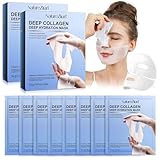 Collagen Mask, 8 Pack Face Masks Skincare Korean, Collagen Face Mask, Bio Collagen Face Masks with Hyaluronic Acid, Hydrating, Deep Collagen Anti Wrinkle Lifting Mask, Collagen Mask Overnight for Women