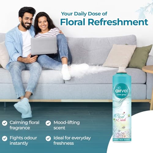 Image of Airvel Floral Crush Fragrance Spray | Non-Toxic, Safe | Long-Lasting Freshness Pack of 3 (217ml each)