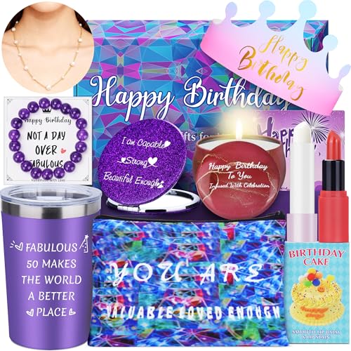 50th Birthday Gifts for Her & Women | Happy 50th Birthday Gift Box for 50 Year Old Woman, Unique 1975​ Present for Mom, Wife, Sister, Best Friend | 50 & Fabulous Decorations Tumbler
