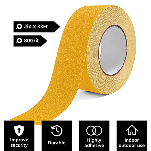 Image of Reniteco Anti Slip Traction Tape - 2 inch x 33Ft, Yellow - Enhance Safety on Wet Surfaces - Perfect for Stairs, Showers, Bathtubs