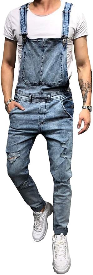 LONGBIDA Men's Denim Bib Overalls 
