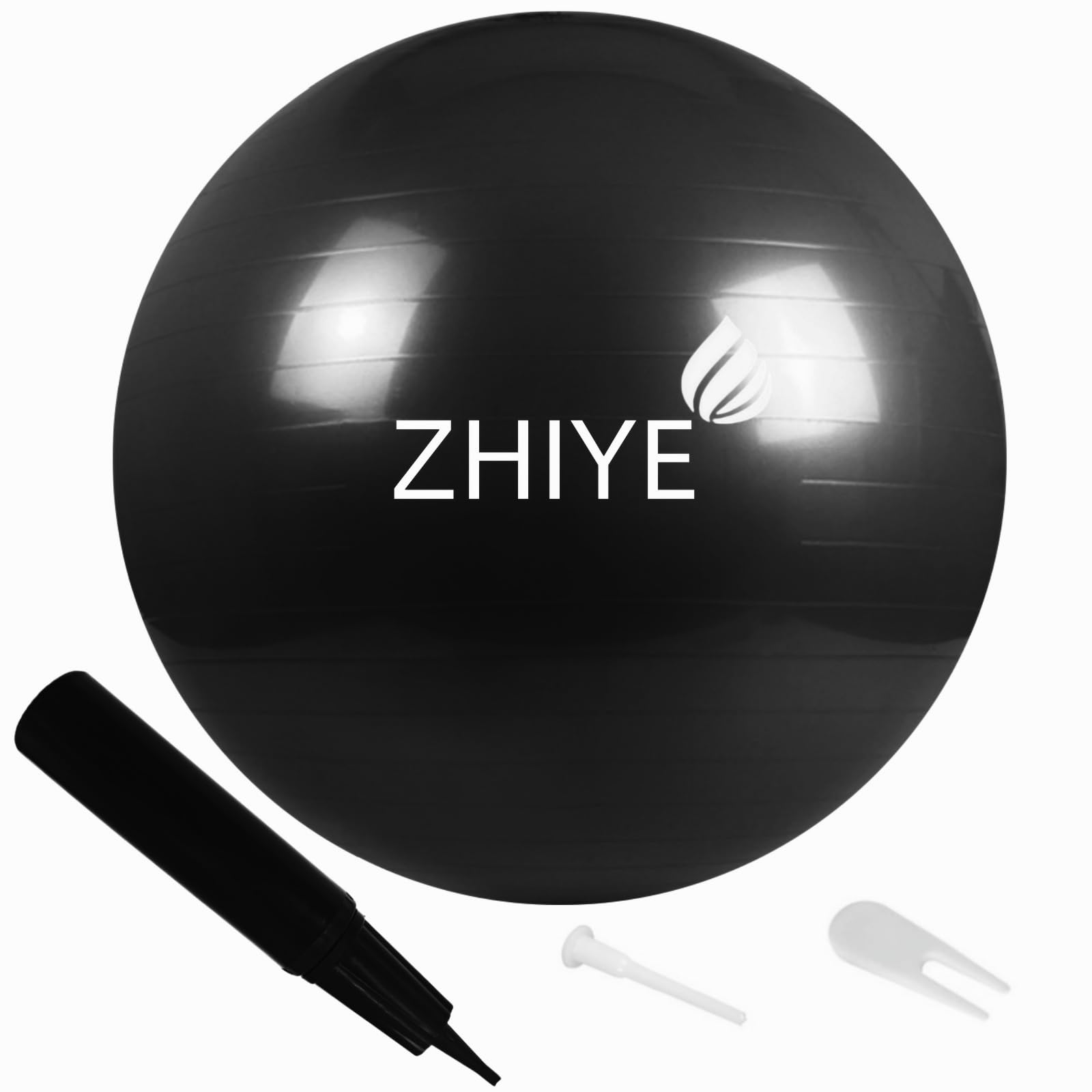 ZHIYE Black 65CM Pilates Ball, Yoga Exercise Ball, Core Fitness Bender, Stability, Barre, Training, Physical Therapy