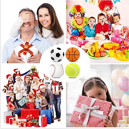 4 Stück Stressball Streßball Knautschball Antistressball lustige Gesichter Softball Squeeze Bälle, Finger Übung / Stress Relief Emotionale Spielzeug - Fußball Basketball Baseball Tennisball
