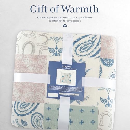 Image of Indigo Hill by HiEnd Accents Patchwork Paisley 54x68 Throw Blanket
