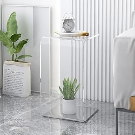 Acrylic U Shaped End Table, Transparent Coffee Table, Leisure Study Side Table for Home and Office