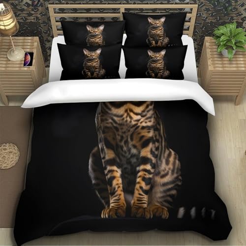 Housse de couette chat du Bengale hypoallergénique et respirante