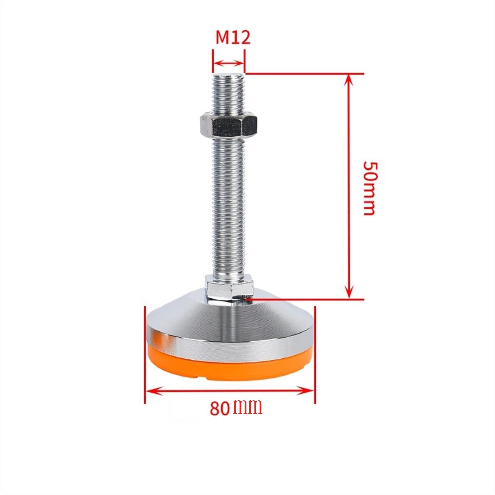 meubelpoten, verstelbare poten, 4 stuks verstelbare stelvoeten, M12 draad koolstofstaal stelschroef poot for meubelbank werkbank, PVC antislip kussenbodem(D50xM12x80