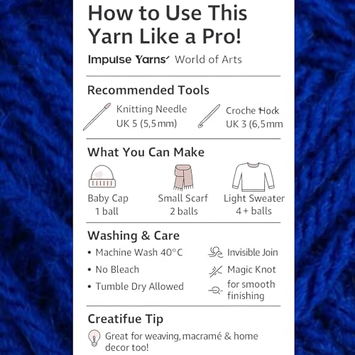 Image of WOAFashions Impulse Hand Knitting & Crochet Yarn (Royal Blue) (100gms - Pack of 1)