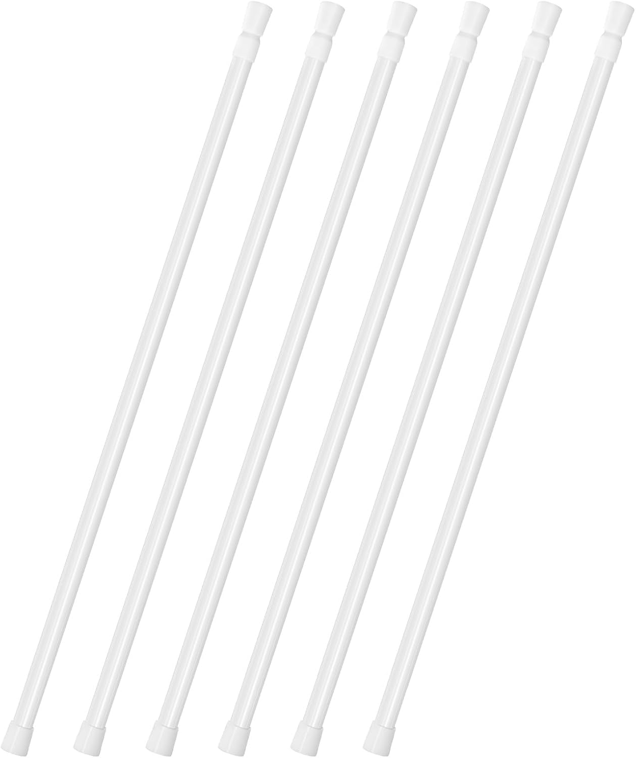6PCS 140cm-260cm Curtain Poles Telescopic Tension Curtain Rail No Drill Adjustable Tension Rod Shower Rail Curtain Pole for Kitchen Cupboard Bathroom Window (6PCS White, 140cm-260cm)