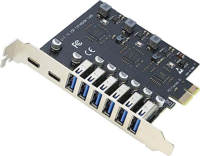 SaiRetail.Com PCIe Card, PCI-e to 2 Port USB Type C + 6 Port USB 3.0 Internal Expansion Card 5 Gbps