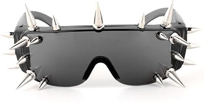 mincl/Punk Rocker Large Shield Spike Fashion Novelty Club Sunglasses (Smoke, 72)