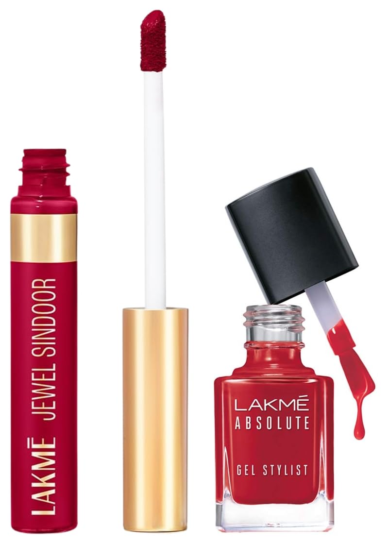 LAKMÉ Absolute Gel Stylist Glossy Finish Nail Color, Scarlet Red, 12 Ml & Jewel Sindoor, Maroon, Quick Drying, Long Lasting, Liquid Sindoor, 4.5 Ml-picture-26