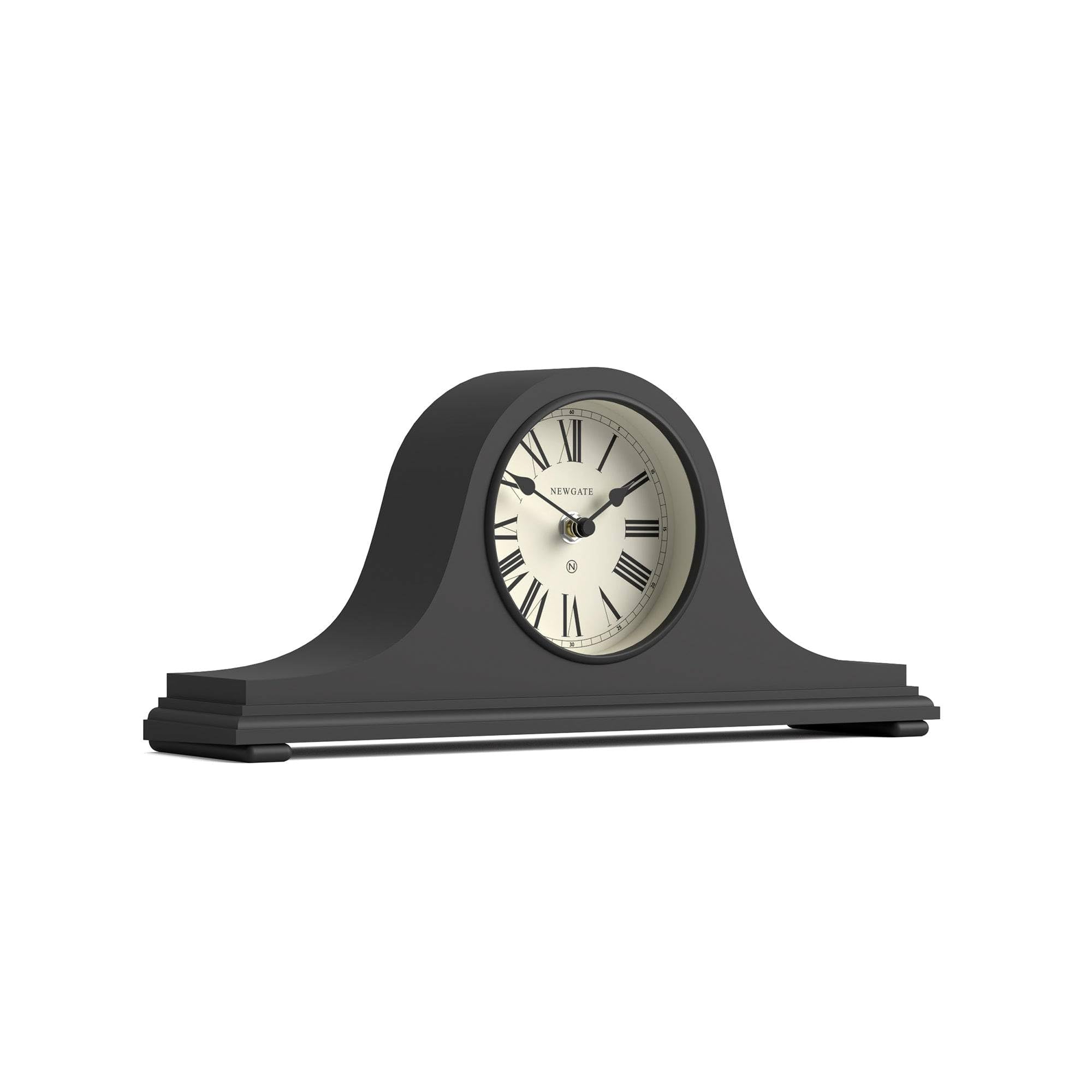 NEWGATE® Time Machine mantel clock | Classic napoleon’s hat design | Dark grey | Roman numerals | Traditional style for desk, table top, shelf or bedside