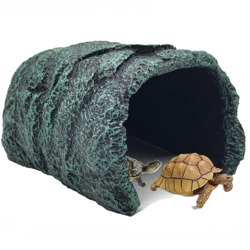 BNOSDM Large Reptile Hideout, Tortoise Hide, Bearded Dragon Hideout Cave Shelter, Resin Turtle Basking Platform, Reptiles Habitat Decor Tank Accessories for Lizards Geckos Snakes Chameleons Frogs