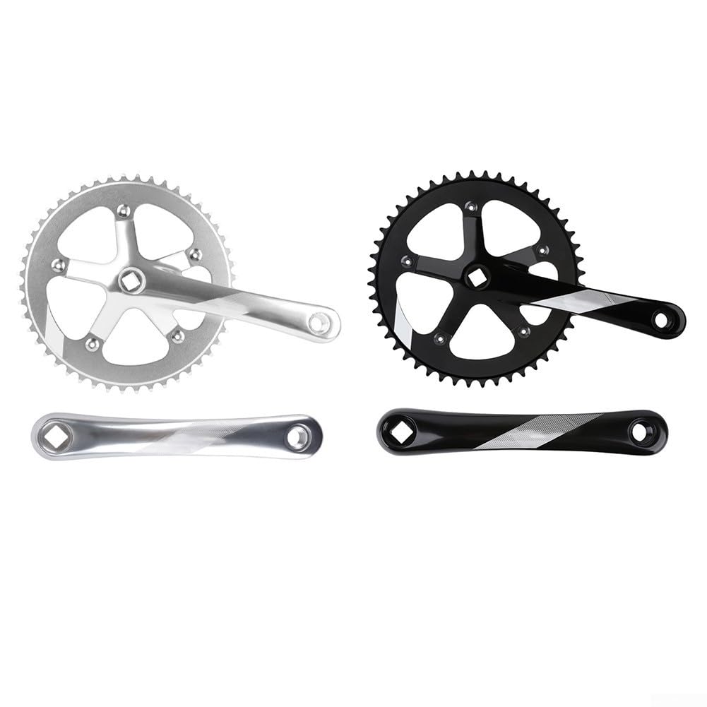 Guarnitura di ricambio 130BCD 48T, corona singola, 170 mm, pedivella, foro quadrato per bici a scatto fisso, progettata per adattarsi agli standard del movimento centrale 103 (argento)