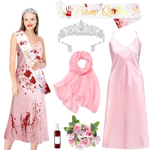 GANSHAYA 6Pack Prom Queen Halloween Costume Accessories Bloody Queen Costume Set for Halloween Women Cosplay Party Dress Up Supplies