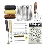 AngelaKerry 14pcs X Leathercraft Basic Accessories Tools Kit for Hand Sewing Stitching Wheels and Stamping Set Beginner