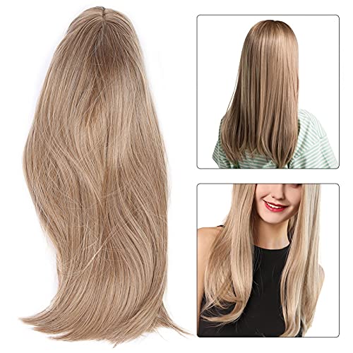 Straight Synthetic Wig Long Straight Wigs with Bangs, Blond Hair Wig for Women, Suitable for Party,