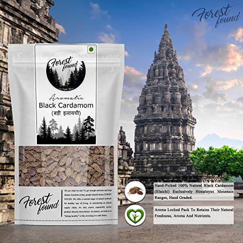 Image of Forest Found Black Cardamom Whole | Badi Elaichi Sabut | Extra Bold, Smoky Flavor | No Artificial Colors or Preservatives | Ideal for Curries, Dum Biryani, and More (Pack of 1, 400g)