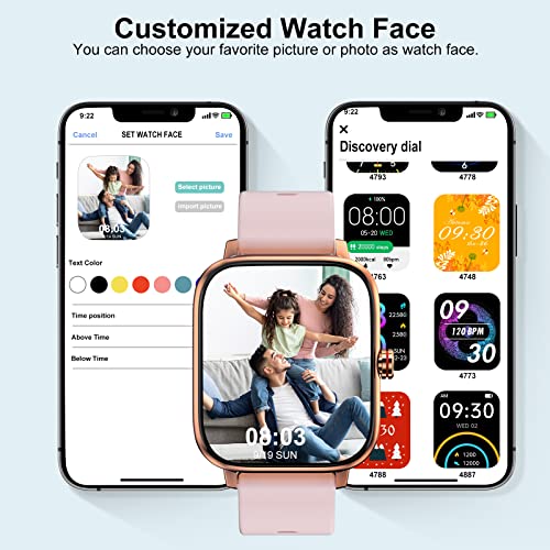 Smart Watch Gift for Men Women, 1.7" Full Touch Screen Smartwatch with Text and Call for Android iOS Phones, GPS Fitness Tracker Watches with Sports Modes, Pedometer, Distance, Calories (Pink) - Image 5