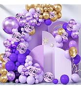 148 Pieces Purple Balloons Garland Arch Kit Light Pastel Purple Balloons Lavender Balloons Gold D...
