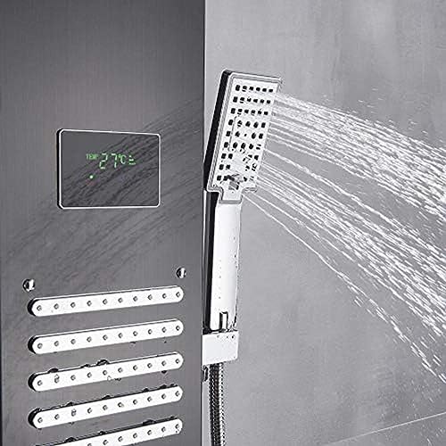 Panel de ducha con cascada y LED, mezclador termostático, incluye ducha de mano para experiencia lujosa miniatura 6