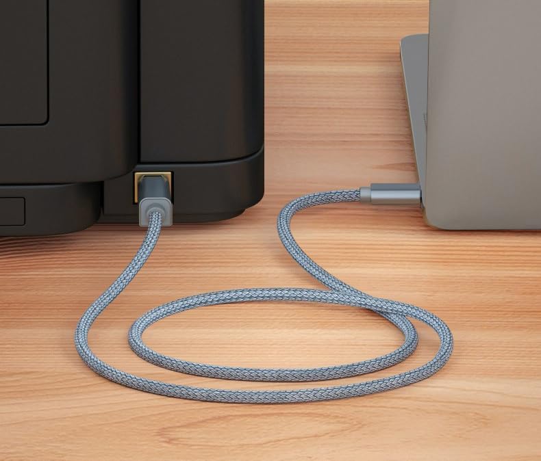 USB B to USB C Printer Cable 6.6FT, Type B to Type C Printer Cord, MIDI Cable for Digital Piano, MIDI Keyboard, DJ Controller