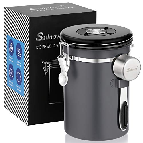 Airtight Coffee Canisters - Sailnovo Stainless Steel Container for Beans Grounds Sugar Flour