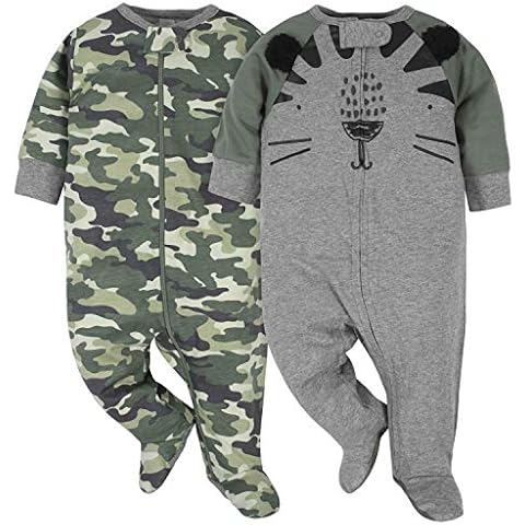 Gerber Baby Boys' 2-Pack Sleepers, Tiger/Camo Cover