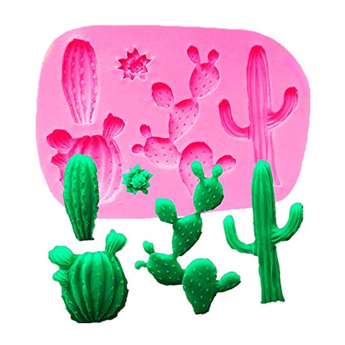 Molde de silicona para fondant con 5 cavidades para cactus, chocolate, caramelos, magdalenas, herramientas de decoración de pasteles, molde de arcilla polimérica