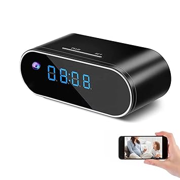 Pelupa | 1080p Full HD WiFi Table Clock Security Camera | Hidden Indoor Spy Cam with Audio Video Recording | Motion Detection Low Light Vision | Compact Discreet Modern Design